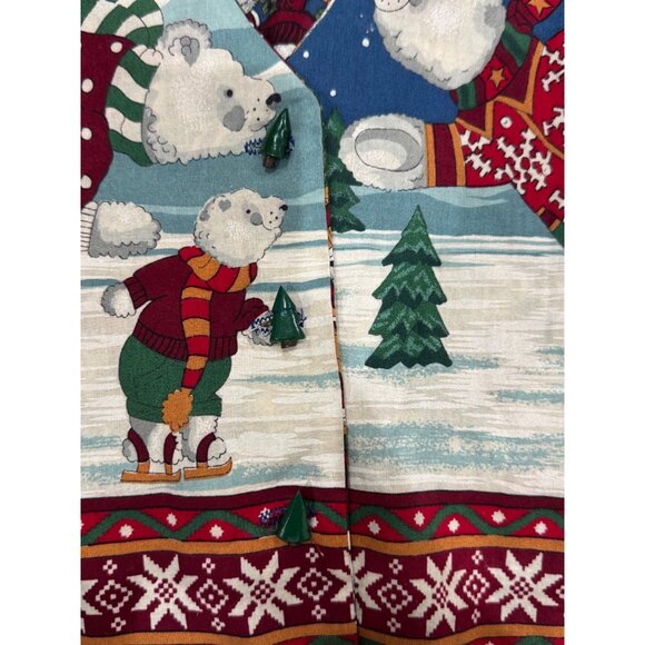 Vintage Christmas Double Face Vest 90's OS Polar With Festive Design & Holiday C - Picture 3 of 10